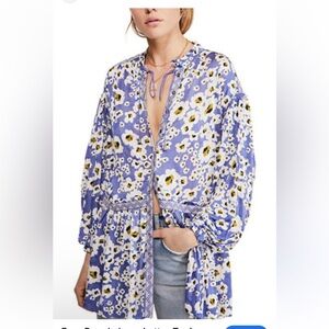 Free People Love Letter Tunic Rain Combo Blue Size S NWoT